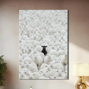 Black Sheep Among White Lambs Canvas Painting