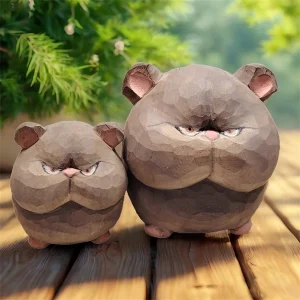 Handcrafted Wooden Elephant Figurines Adorable Miniature Animal Sculpture