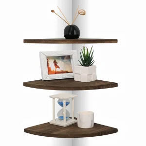 Corner Wall Shelves, Wood Corner Floating Shelves with Cable Raceway,